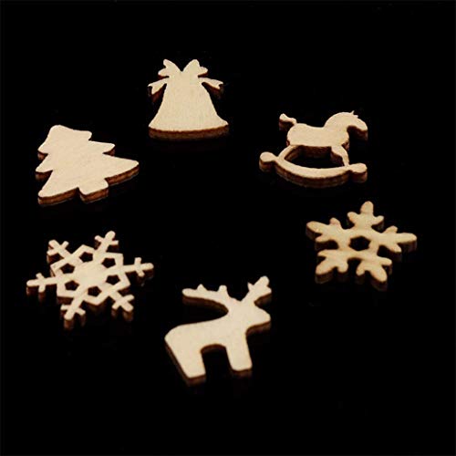 50 piezas de caballo mecedora de madera natural virutas de reno copo de nieve árbol de Navidad decoración de rendimiento confiable