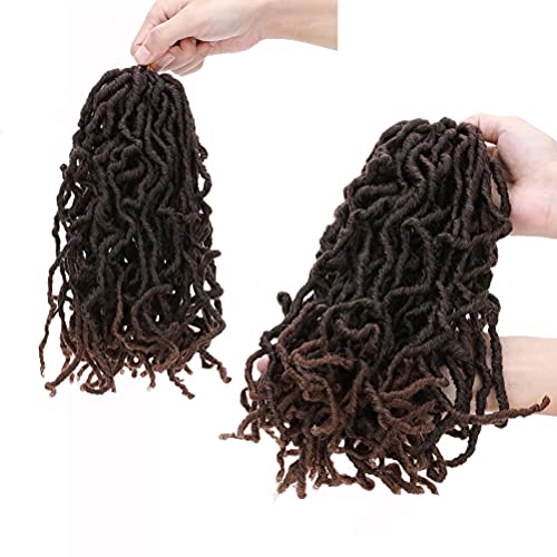 6 paquetes Goddess Faux Locs Crochet Hair 30cm Gypsy Loc Wavy Crochet Braids Curly Twist Braiding Trenzado Dreadlocs Extensiones de cabello sintético Mezcla de negros Castaño claro claro