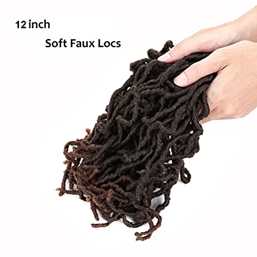 6 paquetes Goddess Faux Locs Crochet Hair 30cm Gypsy Loc Wavy Crochet Braids Curly Twist Braiding Trenzado Dreadlocs Extensiones de cabello sintético Mezcla de negros Castaño claro claro