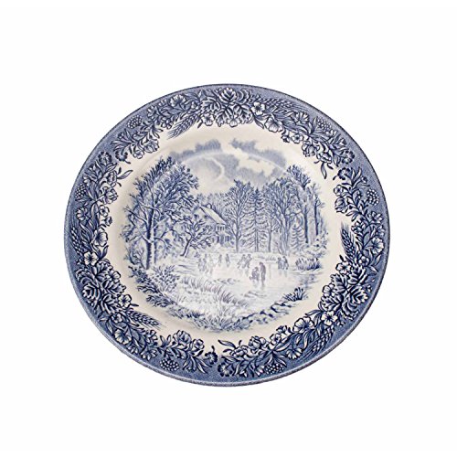 6 Platos de postre churchill England porcelana blanca y azul decorada con paisajes ingleses | 20 cm Ø