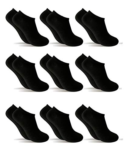 9 Pares Calcetines cortos Mujer hombre - calcetines tobillero unisex - calcetines hombre - calcetines mujer (40-46, Negro invisible)
