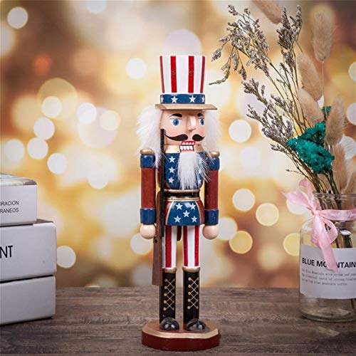 9.8-Pulgadas Conjunto de 3 Navidad de Madera Americana Cascanueces Figurines Tío Sam con la Bandera de EE.UU. Artesanal de Marionetas de Escritorio del Ornamento