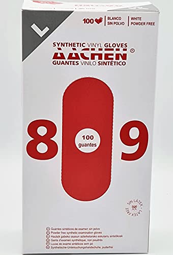 Aachen - Guantes de vinilo sintéticos sin polvo, cajas de 100 unidades