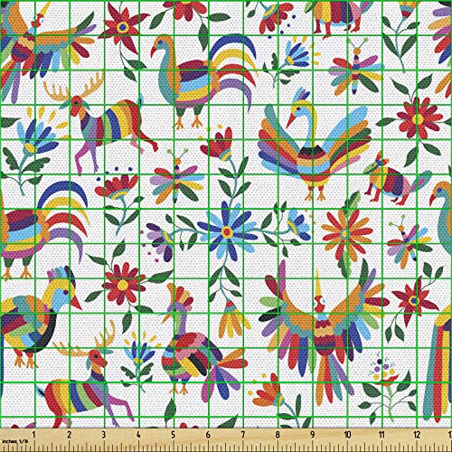 ABAKUHAUS Mexicano Tela por Metro, La İnspiración Natural Arte, Decorativa para Tapicería y Textiles del Hogar, 1M (148x100cm), Multicolor
