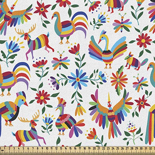 ABAKUHAUS Mexicano Tela por Metro, La İnspiración Natural Arte, Decorativa para Tapicería y Textiles del Hogar, 1M (148x100cm), Multicolor