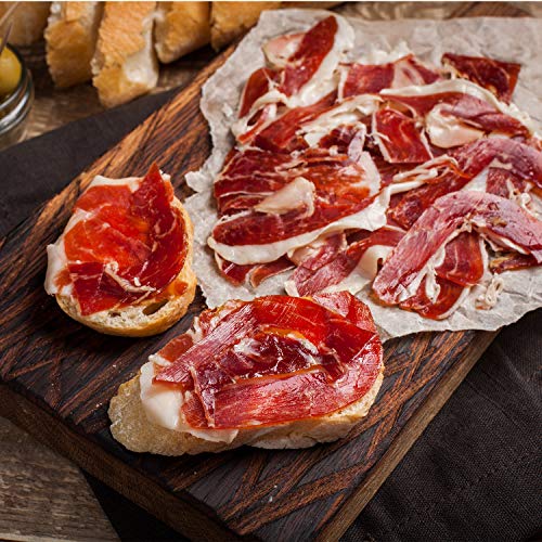 aBeiou. Plato de JAMON IBERICO DE BELLOTA CORTADO A MANO. Corte manual, plato autocierre. Curado +36 meses en Guijuelo (Salamanca). Certificado garantía Hycer. 500gr (5 platos de 100gr).