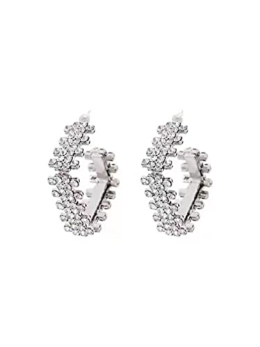 ACEACE Brillante Rhinestone Square Mujeres Hoop Pendientes Joyería Trendy Big Collection Pendientes Accesorios (Metal Color : Square Gold)