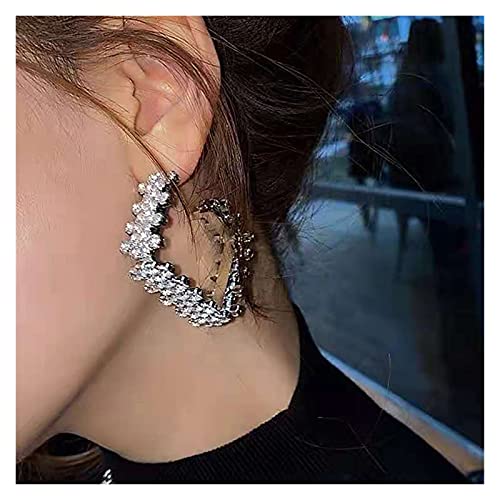 ACEACE Brillante Rhinestone Square Mujeres Hoop Pendientes Joyería Trendy Big Collection Pendientes Accesorios (Metal Color : Square Gold)