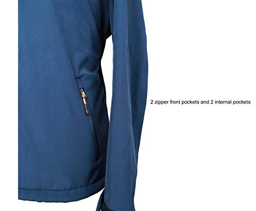 Acme Projects Chaqueta Softshell para Hombre con Capucha Desmontable, Impermeable, Transpirable, 8000 mm / 5000 g, Cremallera YKK (X-Large, Azul Marino)