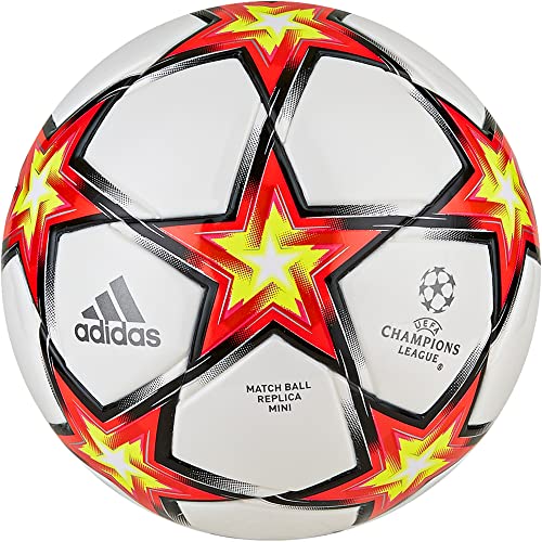 Adidas GU0207 FIN21 Mini Recreational Soccer Ball Unisex-Adult Top:White/Solar Red/Solar Yellow/Black Bottom:Shock Pink F18/SILVER Met./Iron Met. 1