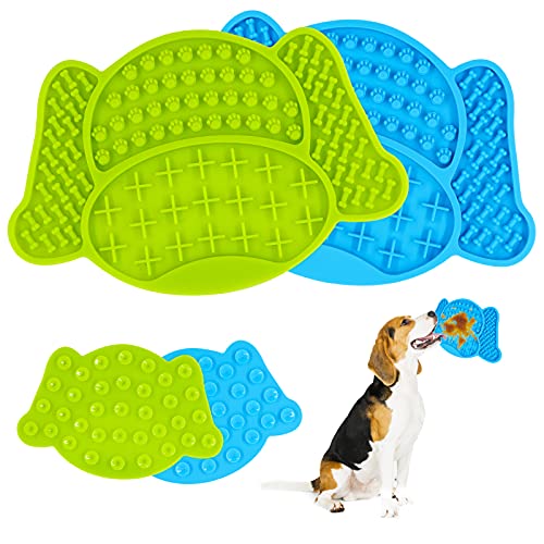 AGAKY 2 Piezas Almohadilla para Lamer Perros, Silicona Almohadilla Lamer Alimentación Lenta, Almohadillas Lamer Mascotas con Ventosa, Pet Lick Mat para Mascotas Baño Aseo y Entrenamiento Perros