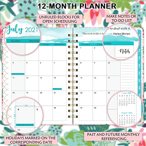Agenda 2021 2022, agenda semanal tamaño A5 de julio 2021 hasta junio 2022, 15 x 21 cm, diseño de cactus rosa