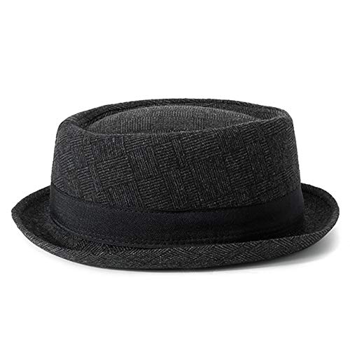 AIEOE - Sombrero Hombre Boda Panamá Jazz con ala Ancha Gorro de Copa Disfraz Trilby Hat Adulto Caballeros Sombrero Invierno Cálido para Fiesta Viaje - Negro