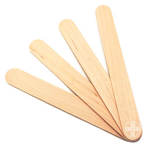 AIESI® Depresores de madera NO ESTERILES de un solo uso (Paquete de 100 piezas)