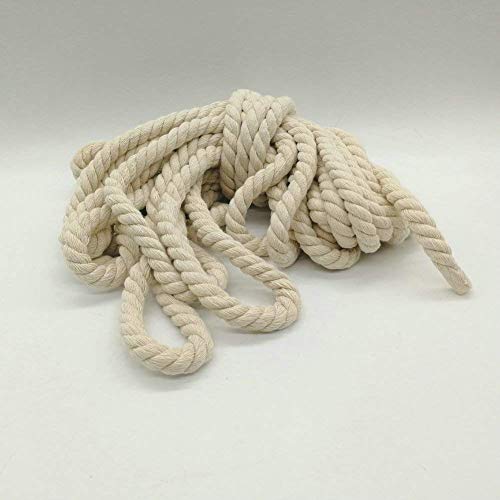 AILINDA Cuerda de algodón de macramé natural de 12 mm, cordón de cordón para hacer punto, cadena para colgar en la pared, soporte para macetas de jardín de 32 pies (12 mm x 10 m)