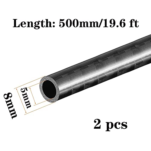 AIMIMI Tubo de Fibra de Carbono de 8 mm x 3 mm x 500 mm Postes de Soporte de Barra de Fibra de Carbono Multiusos para Aviones RC Craft Poste Mate de 3 mm 2 Piezas,8x5x500mm
