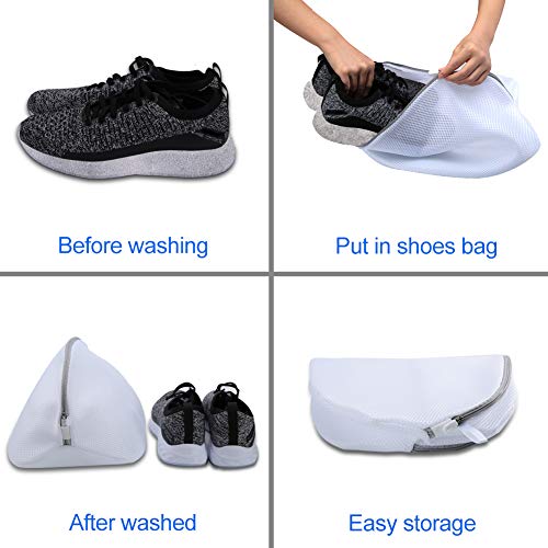 AJOXEL Paquete de 3 Bolsas de Lavado para Zapatos, Saco Lavadora para Lavar Zapatillas Malla Bolsas para la Colada Lavadora Secadora Proteger la Ropa Lavandería Bolsas para Organizador y Viajes