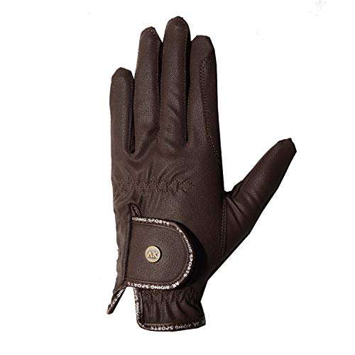 AK Light Grip - Guantes de equitación para competición y doma (marrón, 3XS)