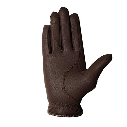 AK Light Grip - Guantes de equitación para competición y doma (marrón, 3XS)