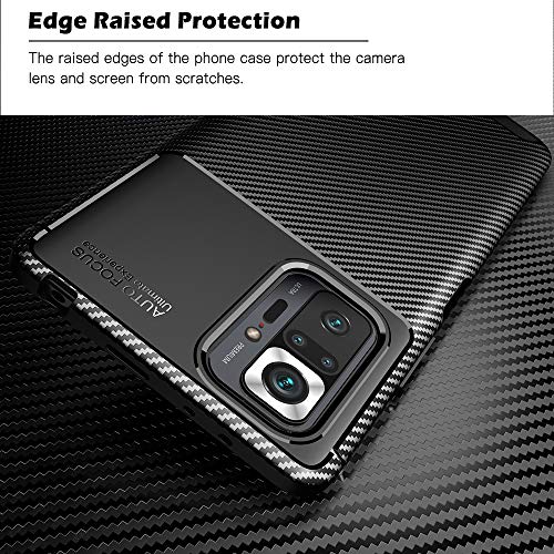 ALAMO Funda Ultra de Silicona para el Xiaomi Redmi Note 10 Pro, Carcasa Fibra de Antigolpes Bumper [con 2 Pack Protector de Vidrio Templado para Pantalla ] - Negro