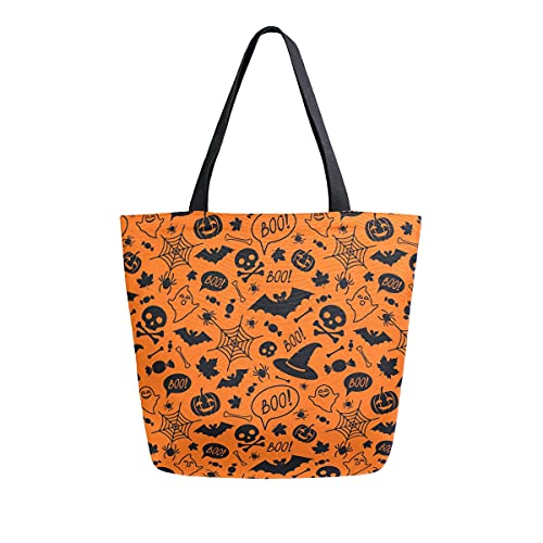 ALAZA Bolsa de compras reutilizable con diseño de Spiderweb, color naranja