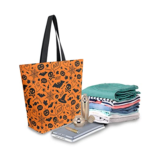 ALAZA Bolsa de compras reutilizable con diseño de Spiderweb, color naranja