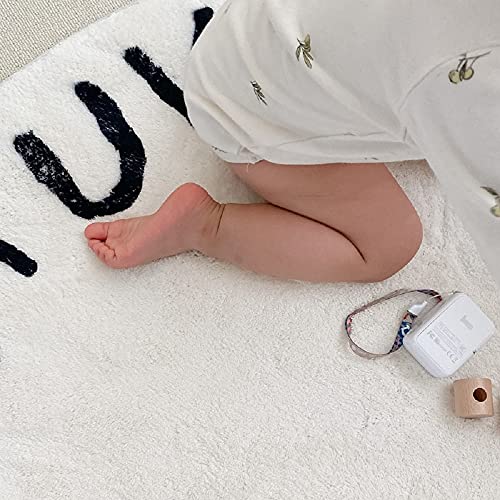 Alfombra de bebé letras para guardería, alfombras suaves y lavables alfabeto, alfombra redonda, 26 letras inglesas ilustración juego Mat gris 120 cm