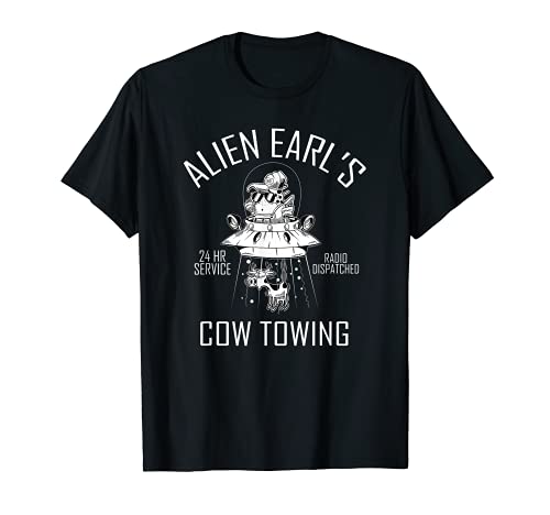Alien Earl's vaca remolque divertido platillo volador ovni granja vaca Camiseta