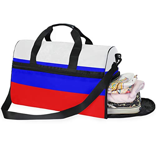 All3DPrint - Bolsa de Deporte con Compartimento para Zapatos, diseño de la Bandera de Rusia