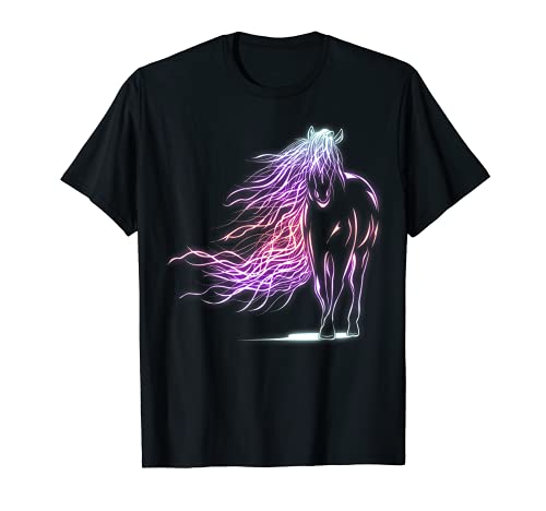 Amante del Caballo Dibujo Colorido Mujeres Niñas Equitación Camiseta
