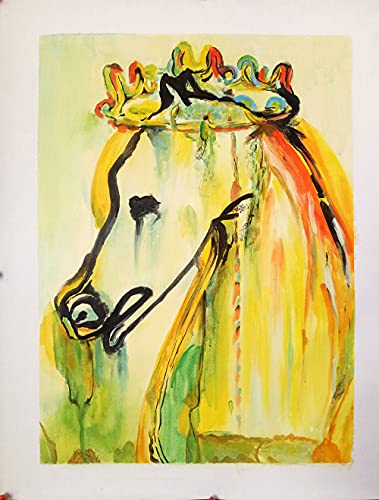 AMANUO Dali Pinturas al Óleo sobre Lienzo Pintadas a Mano 35X50 cm Abstracto Cuadros Enrollada - El Caballo De Calígula Dali De Caballos