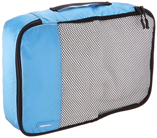 Amazon Basics - Bolsas de equipaje medianas (4 unidades), Azul (Cielo)