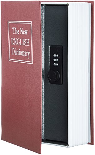 Amazon Basics - Caja de seguridad en forma de libro - Cerradura con combinación - Rojo