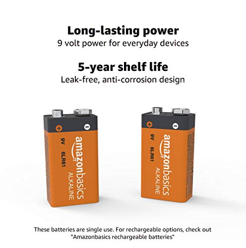 Amazon Basics - Pilas alcalinas de 9 voltios, gama Everyday, paquete de 8 (el aspecto puede variar)