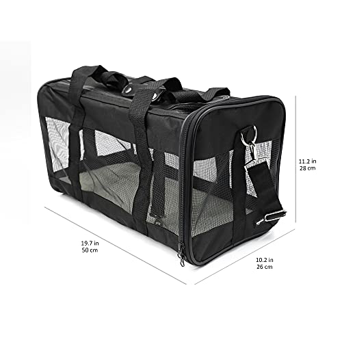 Amazon Basics - Trasportín negro con laterales flexibles - Grande
