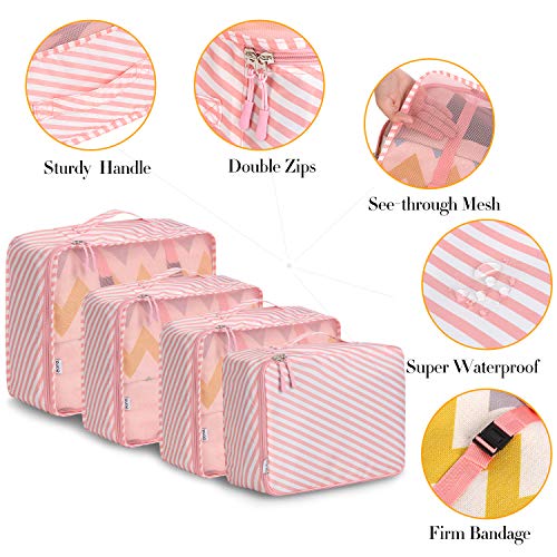 Amazon Brand - Eono 8 Pcs Packing Cubes for Suitcase Lightweight Luggage Packing Organizers Packing Cubes for Travel Accessories - Stripe