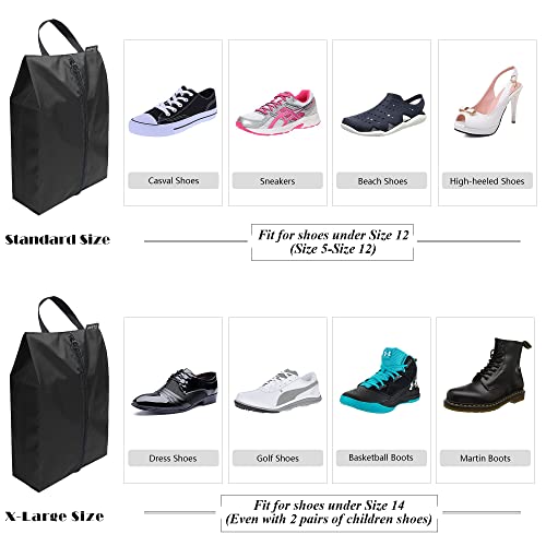 Amazon Brand - Eono Bolsas de Zapato de Viajes Grandes Bolsas de Almacenamiento de Zapatos Accesorios de Viaje con la Cremallera Bolsa de Nilón Impermeable para Hombres y Mujeres - 2-Pcs (1L+1XL)