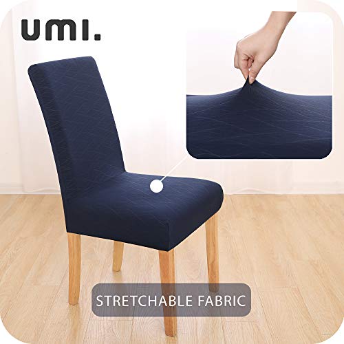 Amazon Brand - Umi Funda para Silla Decorativa Suave de Salon con Patrón de Olas 6 Piezas Azul Marino