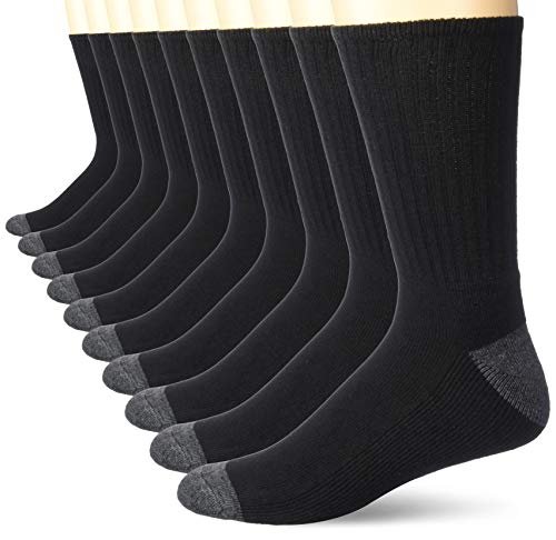 Amazon Essentials 10-Pack Cotton Half Cushioned Crew Socks Calcetines, negro, 5-11