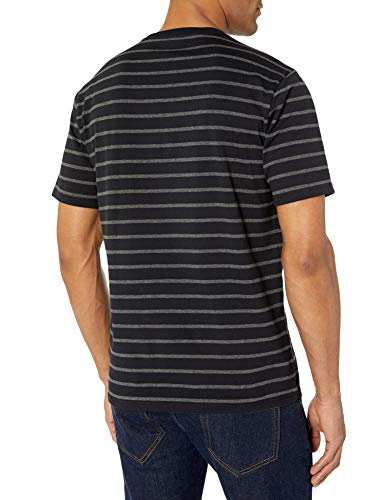 Amazon Essentials 2-Pack Slim-Fit Crewneck T-Shirt Fashion-t-Shirts, Negro/Color Carbón/Carbón Mezcla, Rayas, M, Pack de 2