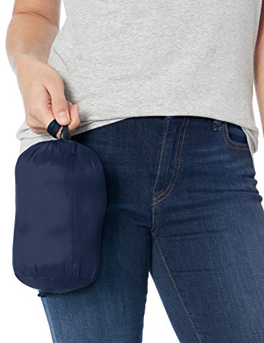 Amazon Essentials - Chaqueta acolchada con capucha para mujer, plegable, ligera y resistente al agua, Azul (navy), US L (EU L-XL)