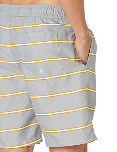 Amazon Essentials Quick-Dry Swim Trunk Traje de baño, Gris, Rayas, L