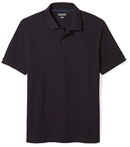 Amazon Essentials Slim-Fit Cotton Pique Polo Shirt Shirts, Negro, US L (EU L)