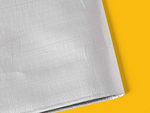 AmazonCommercial - Lona impermeable de poliéster multiusos, 1,8 x 2,5 m, 0,4 mm de espesor, plateado y negro, pack de 2 unidades