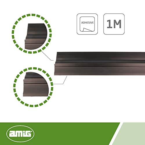 AMIG 22554 - Burlete Modelo 4 | Burlete adhesivo de sobreponer | Cepillo de PVC semirrígido | 1 m | Negro | PVC