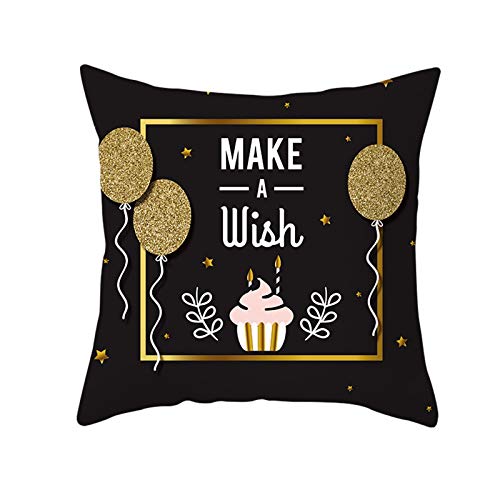 Amody Funda para Cojines para Cama, Fundas para Cojines 50x50cm Make A Wish Balloon Cake Fundas de Cojines para Sofas, Camas, Sillas Style23