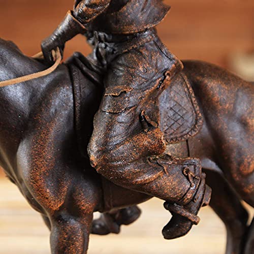 AMYZ Estatua de Caballo de Montar,Figuras de Vaquero del Oeste,esculturas coleccionables Modernas,esculturas Retro,Decoraciones navideñas para el hogar y la Oficina,Color Antiguo