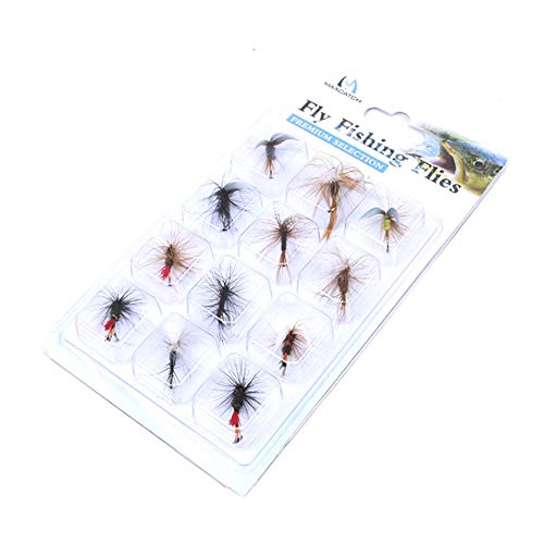 ANCLLO 12 piezas de clasificación superior seco/ninfa/serpentina mosca pesca mosca trucha mosca surtido