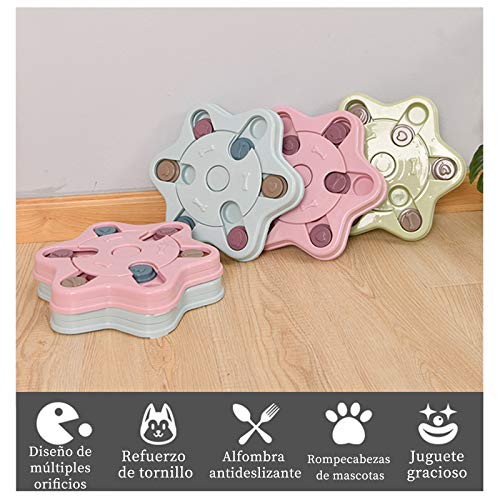 Andiker Juguete de Puzle para Perros, Rompecabezas Interactivo Duradero para Perros, Dispensador de Premios para Perrito, Alimentador Lento para Perros (Rosa)