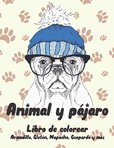 Animal y pájaro - Libro de colorear - Armadillo, Glotón, Mapache, Guepardo y más